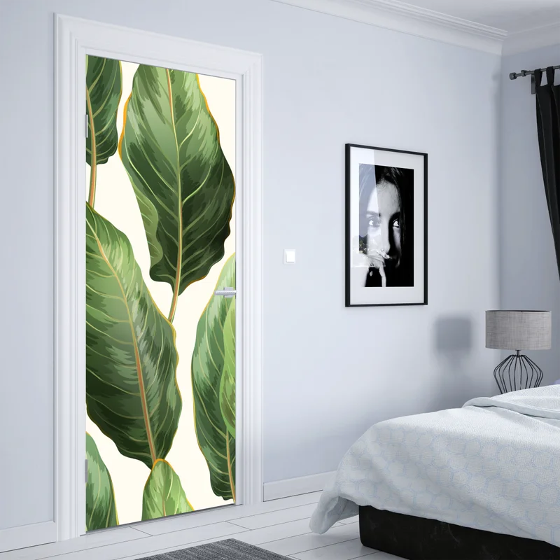 Türaufkleber tropisches bananenblattmuster