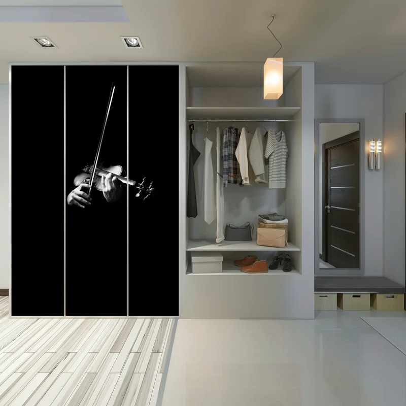 Schrankaufkleber geige in monochrom