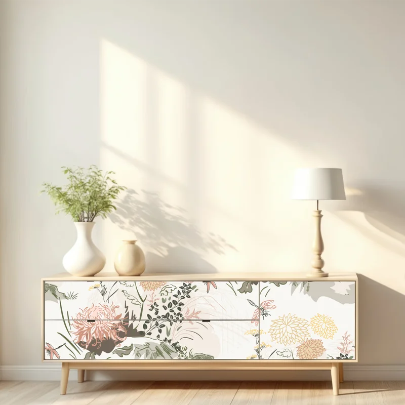 Repositionierbarer Aufkleber zartes pastell-blumenmuster