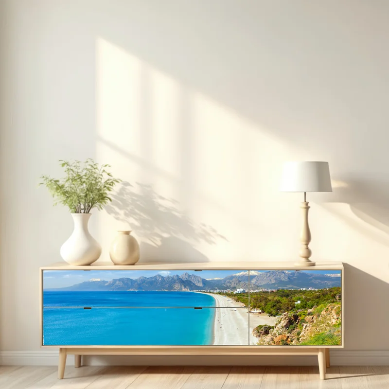 Repositionierbarer Aufkleber ruhiger strand von Konyaalti, Antalya