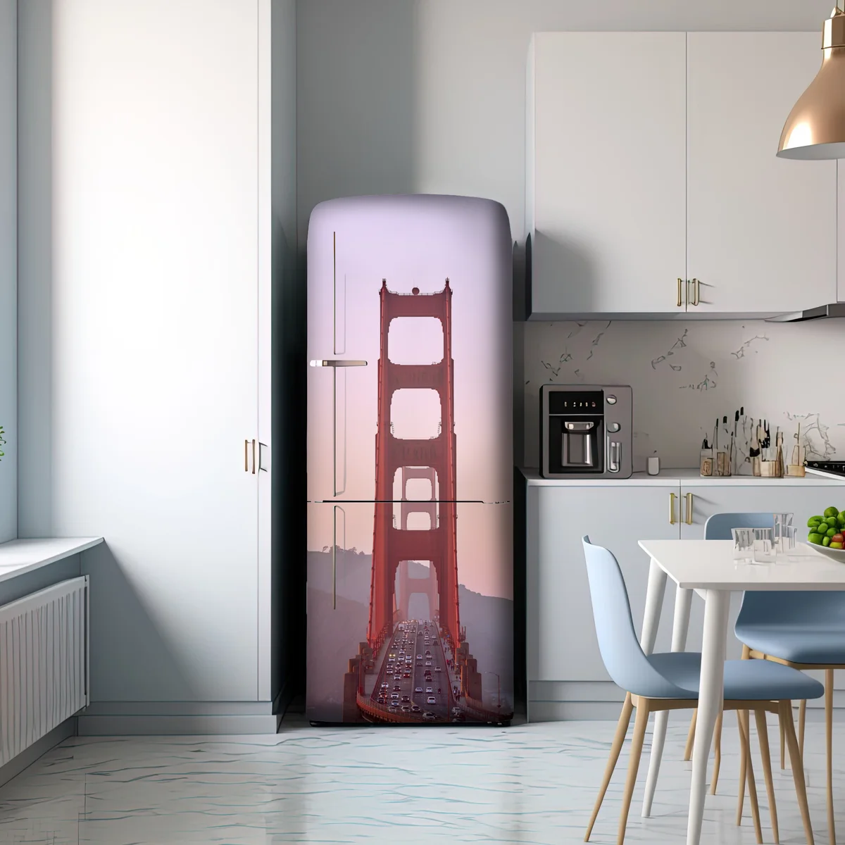 Kühlschrankaufkleber Golden Gate bei pastellfarbenem sonnenuntergang Kühlschrankaufkleber Golden Gate bei pastellfarbenem sonnenuntergang