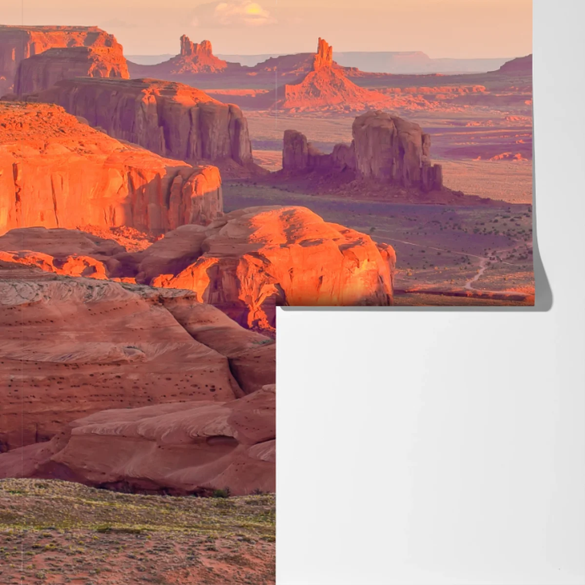 Fototapete sonnenuntergang über Monument Valley vom Hunts Mesa Fototapete sonnenuntergang über Monument Valley vom Hunts Mesa