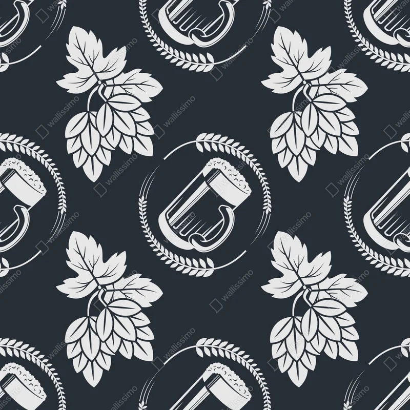 Repositionierbarer Aufkleber bier und hopfen nahtloses muster Repositionierbarer Aufkleber bier und hopfen nahtloses muster