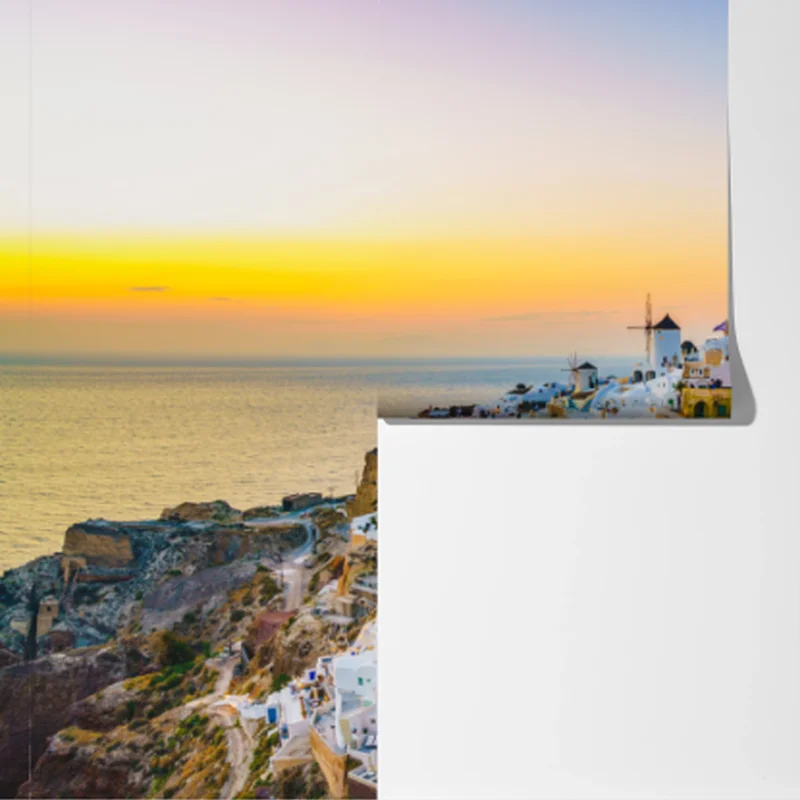 Fototapete sonnenuntergang über Santorini panoramaansicht Fototapete sonnenuntergang über Santorini panoramaansicht