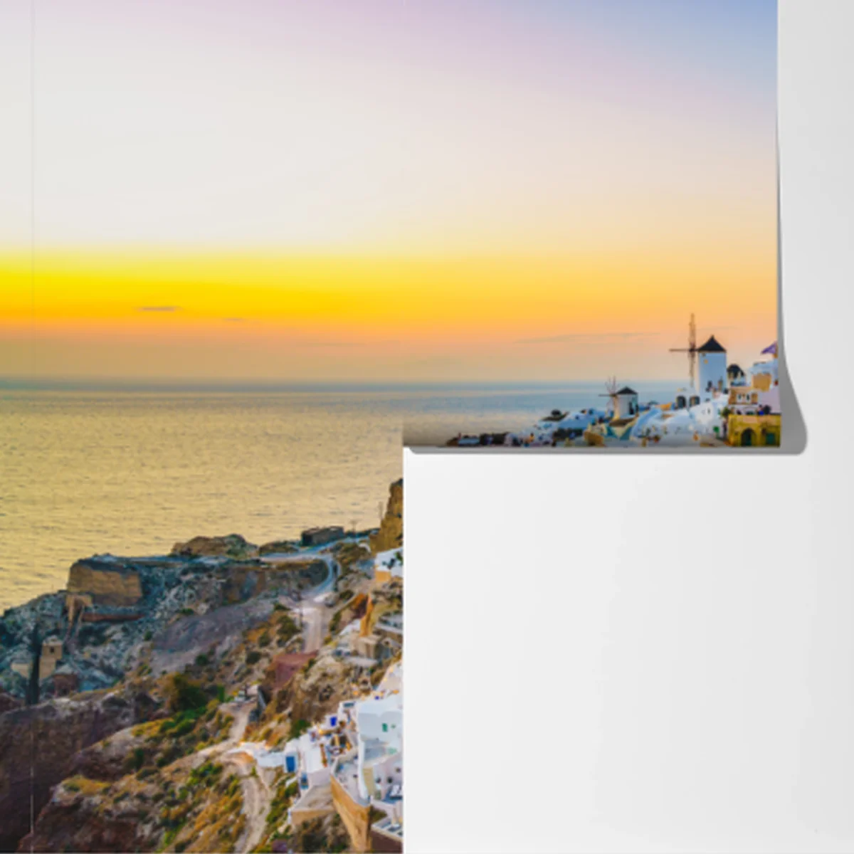 Fototapete sonnenuntergang über Santorini panoramaansicht Fototapete sonnenuntergang über Santorini panoramaansicht