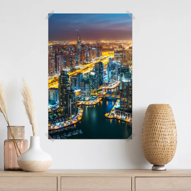 Poster nächtliche skyline Dubai Marina Poster nächtliche skyline Dubai Marina