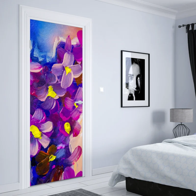 Türaufkleber intensiver violetter blumenstrauß