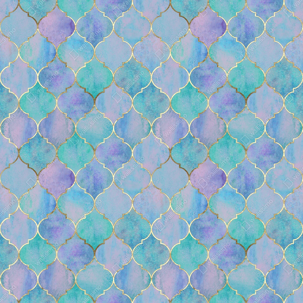 Fototapete pastell türkis marokkanisches fliesenmuster Fototapete pastell türkis marokkanisches fliesenmuster