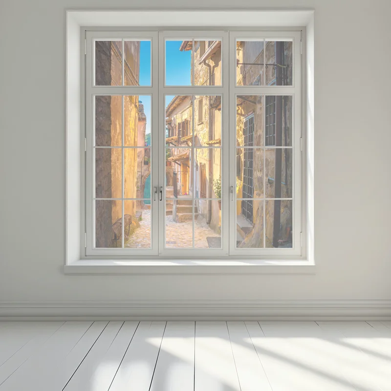 Fensteraufkleber sonnenbeschienene gasse in der Toskana