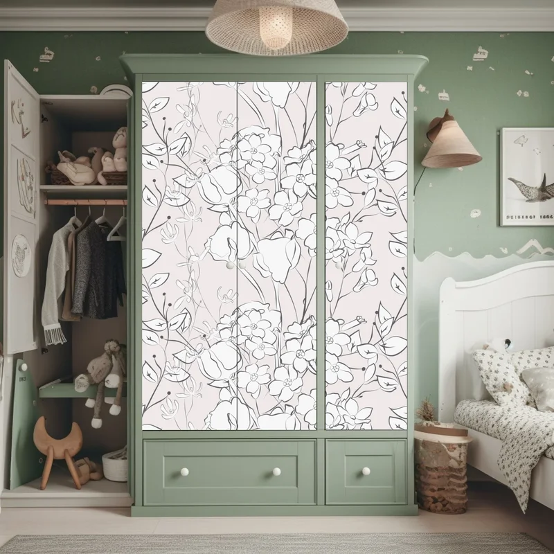 Schrankaufkleber zartes pastellblumenmuster