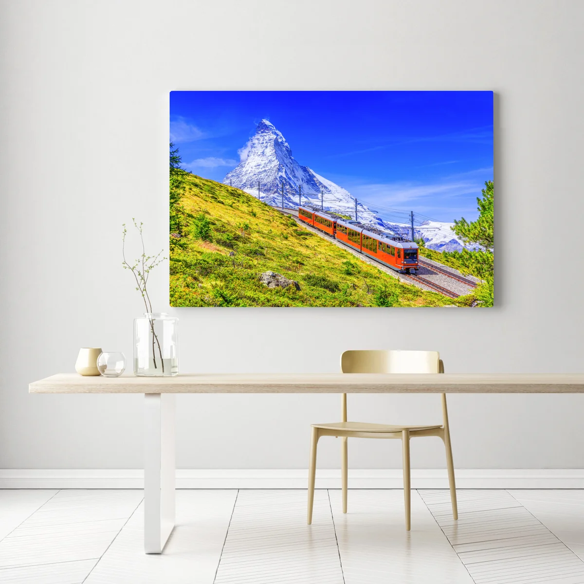 Leinwandbild Gornergrat zug vor dem Matterhorn Leinwandbild Gornergrat zug vor dem Matterhorn