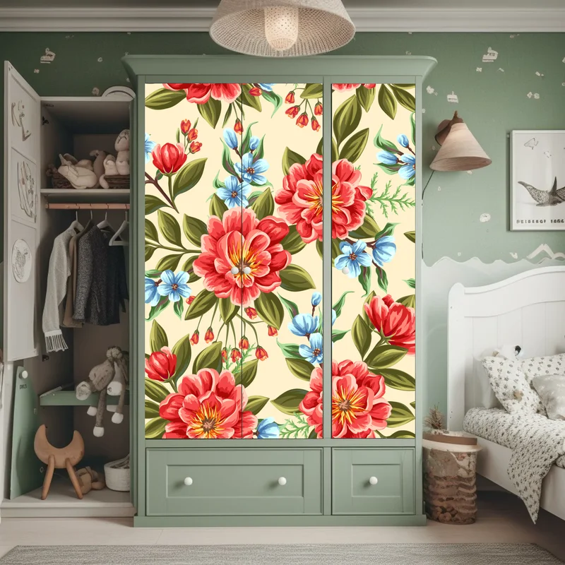 Schrankaufkleber lebhaftes aquarell blumenmuster Schrankaufkleber lebhaftes aquarell blumenmuster