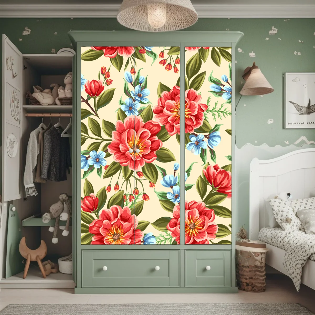 Schrankaufkleber lebhaftes aquarell blumenmuster Schrankaufkleber lebhaftes aquarell blumenmuster