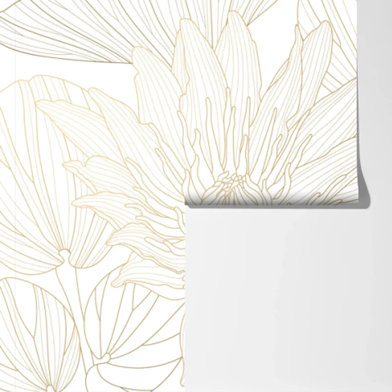Fototapete zarte goldene blütenlinien Fototapete zarte goldene blütenlinien
