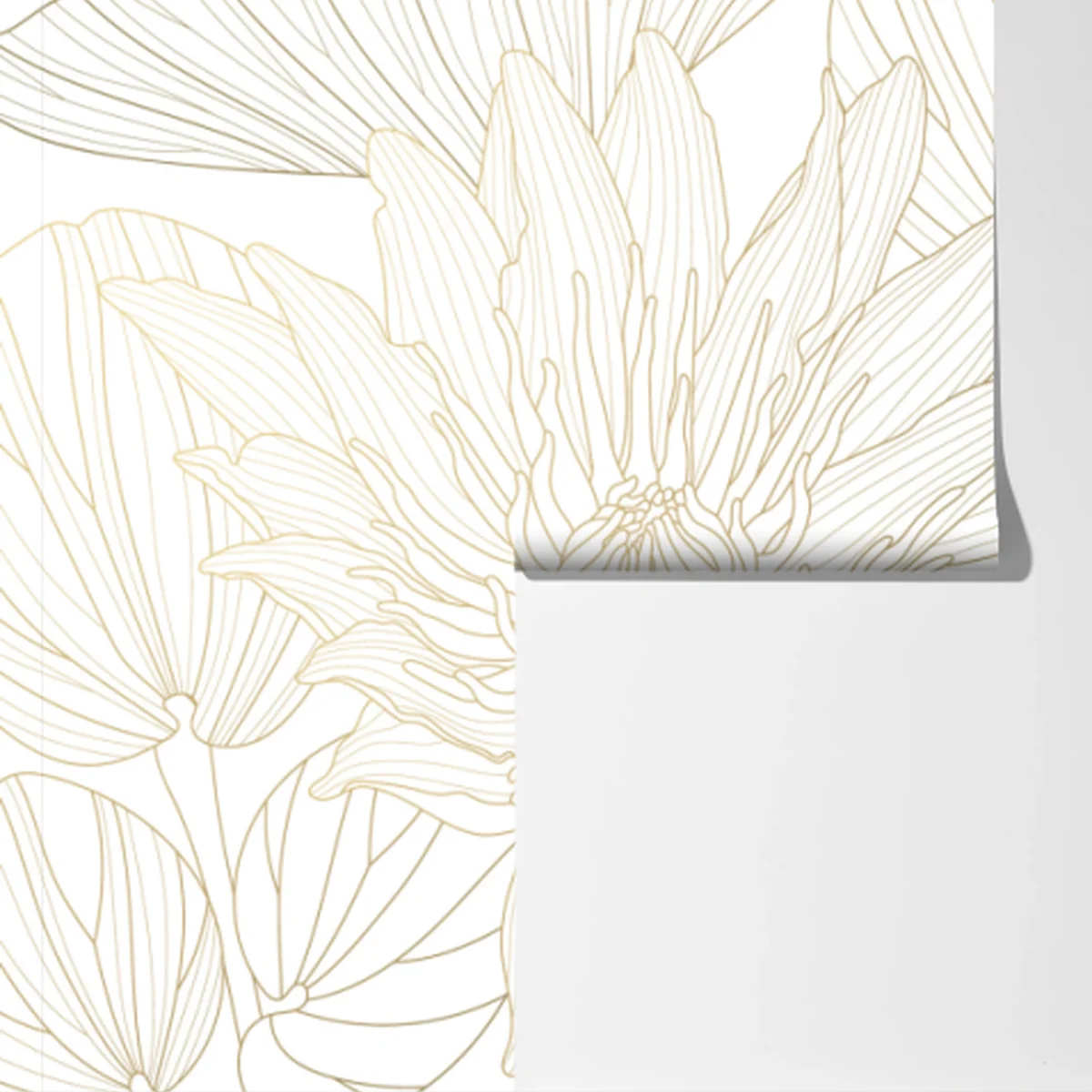 Fototapete zarte goldene blütenlinien Fototapete zarte goldene blütenlinien