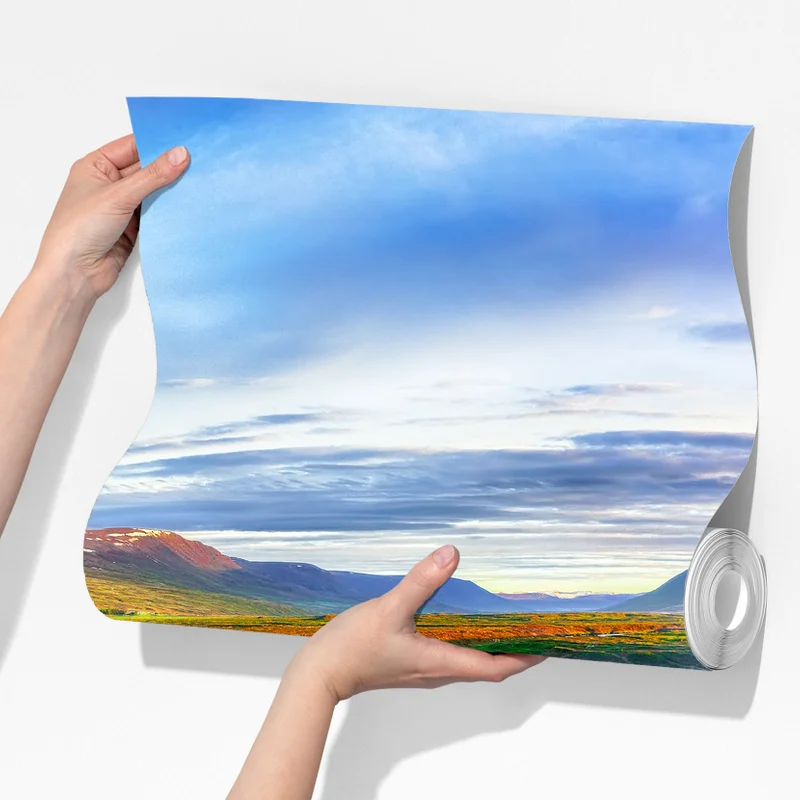 Fototapete panorama des wasserfalls Godafoss bei sonnenaufgang Fototapete panorama des wasserfalls Godafoss bei sonnenaufgang