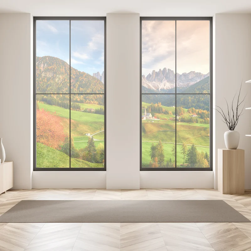 Naklejka na okno jesienny zachód słońca nad Santa Maddalena, Dolomity