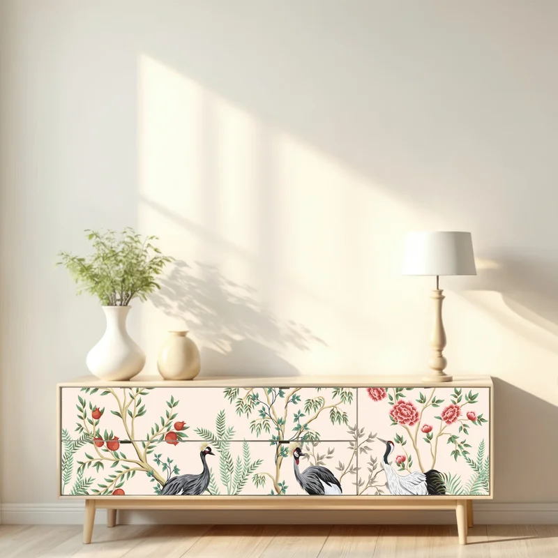 Repositionierbarer Aufkleber orientalischer kranichgarten