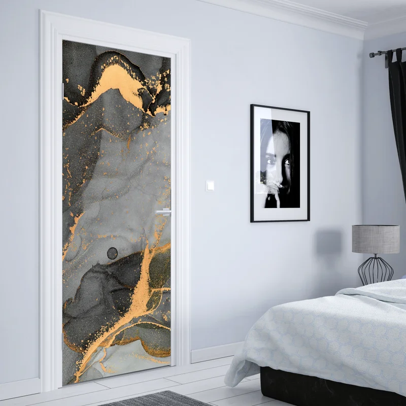 Türaufkleber rauchiger grauer marmor mit goldenen adern Türaufkleber rauchiger grauer marmor mit goldenen adern