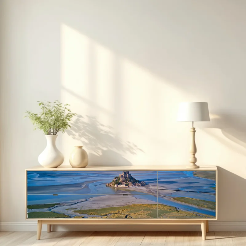 Repositionierbarer Aufkleber Mont Saint-Michel luftaufnahme