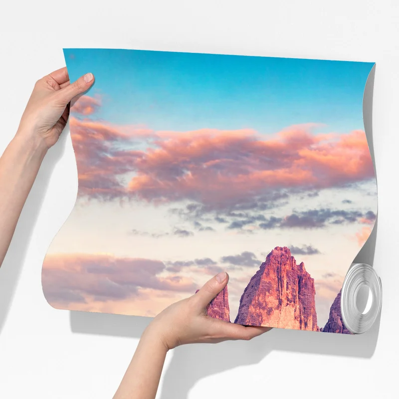 Fototapete sonnenuntergang bei Tre Cime di Lavaredo Fototapete sonnenuntergang bei Tre Cime di Lavaredo