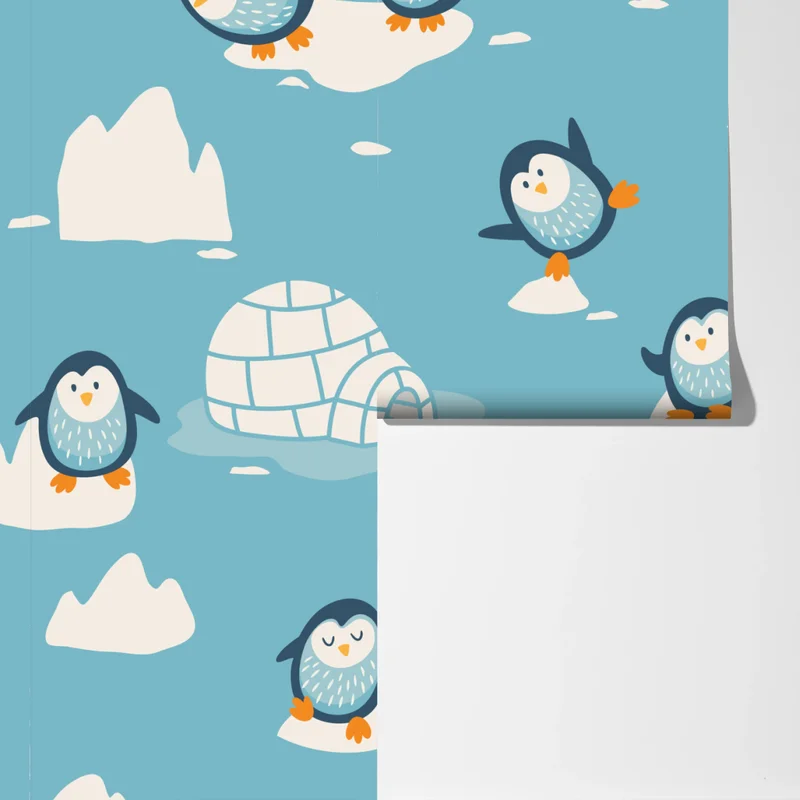 Fototapete verspieltes pinguinmuster für kinderzimmer Fototapete verspieltes pinguinmuster für kinderzimmer