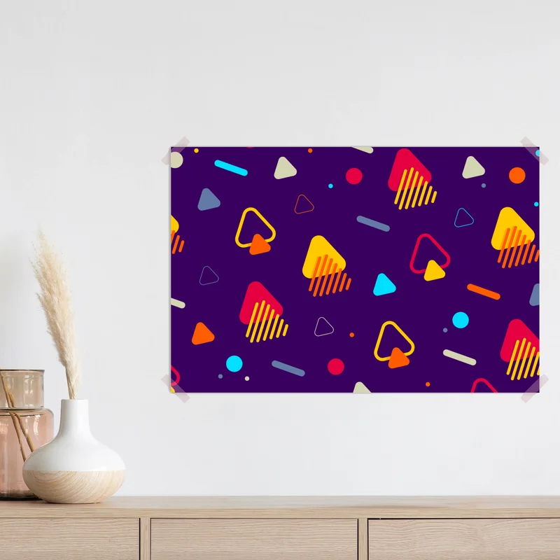 Poster lebhaftes geometrisches muster auf violettem hintergrund • Poster bei Wallnifity® Poster lebhaftes geometrisches muster auf violettem hintergrund • Poster bei Wallnifity®