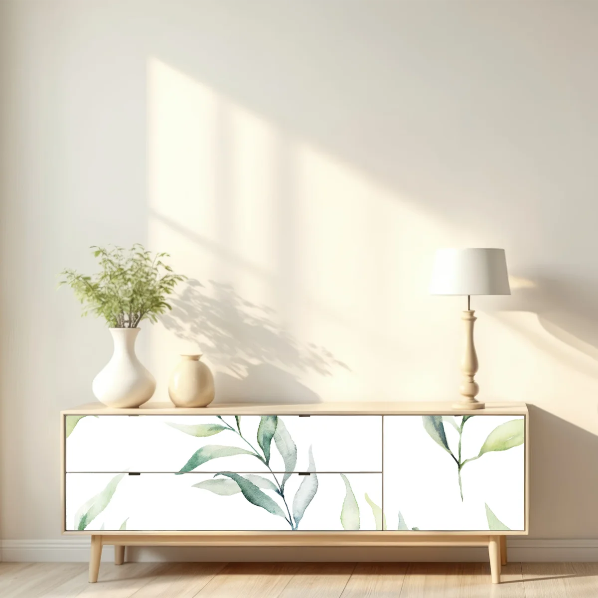 Repositionierbarer Aufkleber sanftes aquarellmuster mit eukalyptusblättern Repositionierbarer Aufkleber sanftes aquarellmuster mit eukalyptusblättern