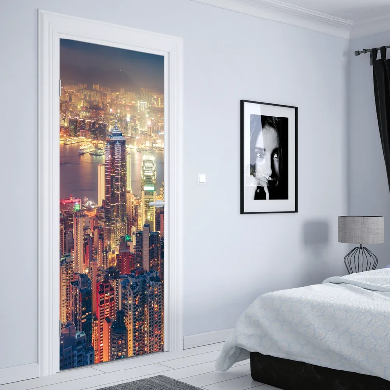 Türaufkleber Hongkong skyline bei nacht vom Victoria Peak Türaufkleber Hongkong skyline bei nacht vom Victoria Peak