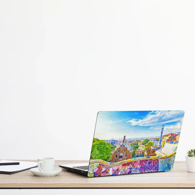 Laptop-Aufkleber lebendiges Barcelona Park Güell mosaik panorama Laptop-Aufkleber lebendiges Barcelona Park Güell mosaik panorama