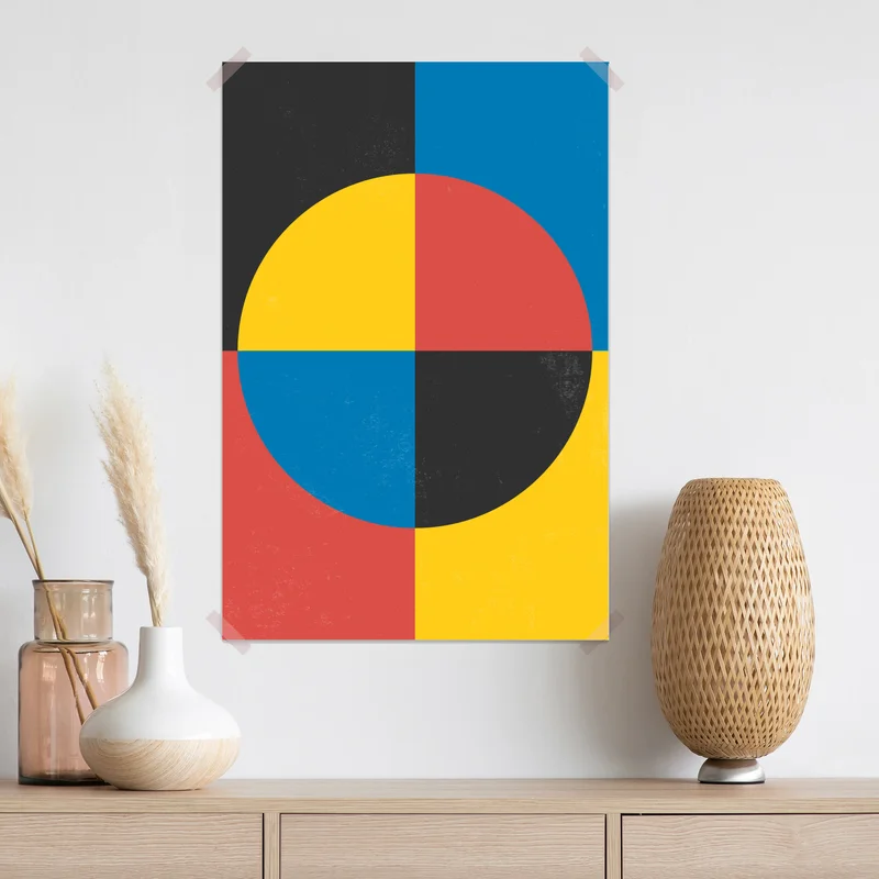 Poster geometrischer kreis in primärfarben • Poster bei Wallnifity® Poster geometrischer kreis in primärfarben • Poster bei Wallnifity®