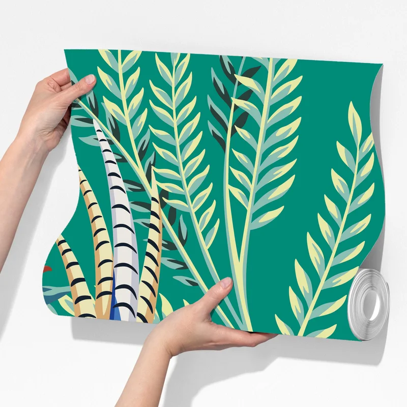 Fototapete exotisches vogelmuster mit granatäpfeln Fototapete exotisches vogelmuster mit granatäpfeln