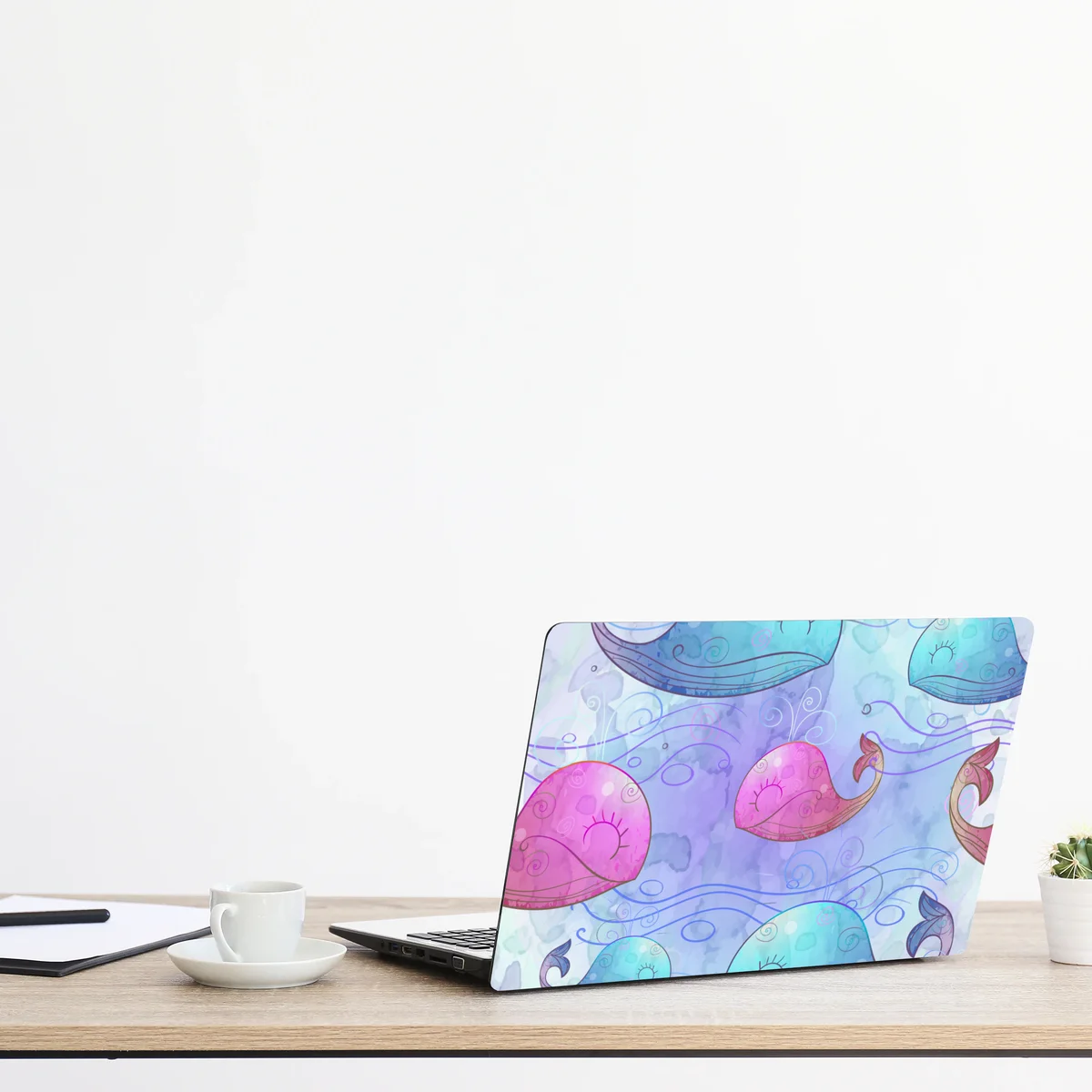 Laptop-Aufkleber aquarellwale im pastellmuster fürs kinderzimmer Laptop-Aufkleber aquarellwale im pastellmuster fürs kinderzimmer