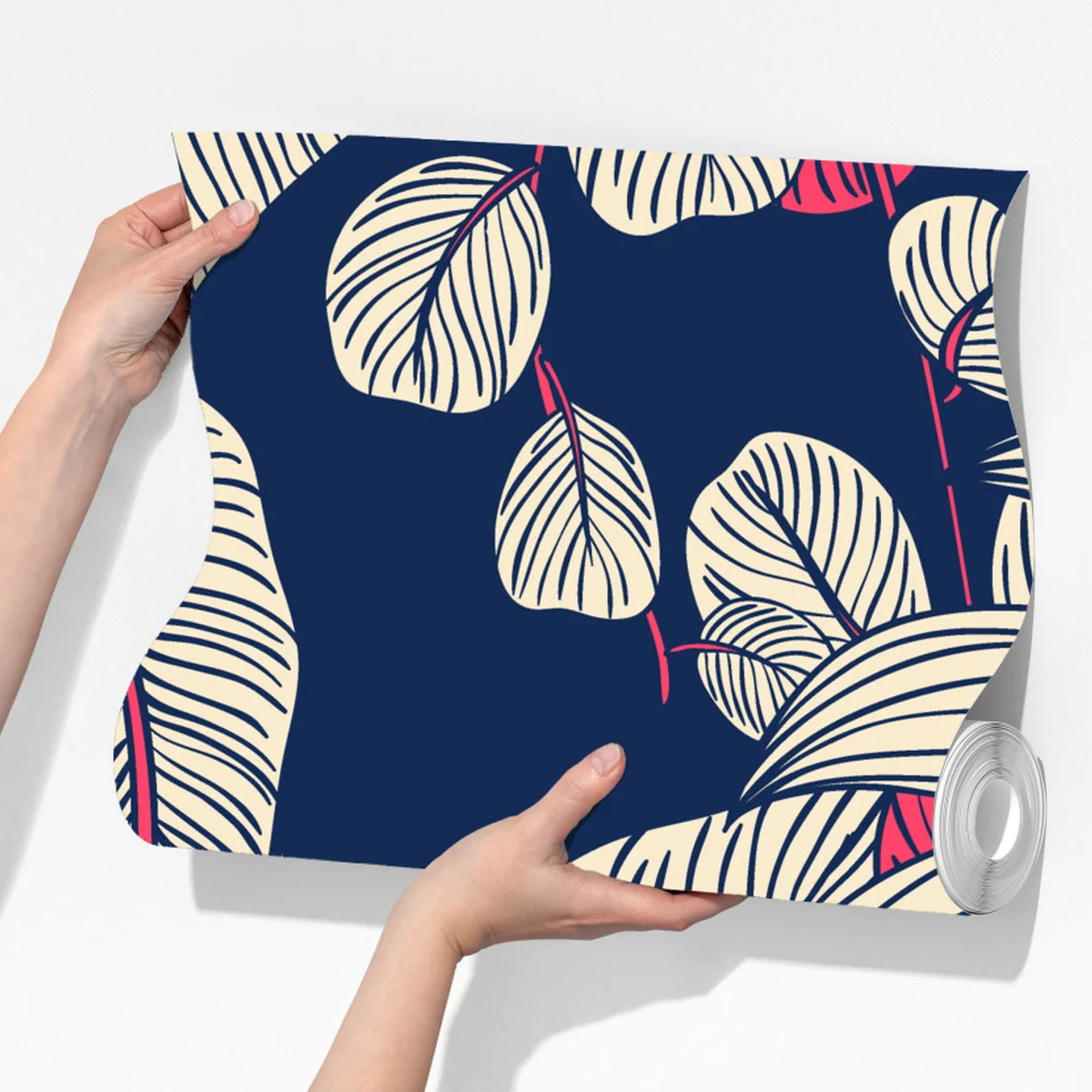 Fototapeta granatowy tropikalny wzór z liśćmi Fototapeta granatowy tropikalny wzór z liśćmi