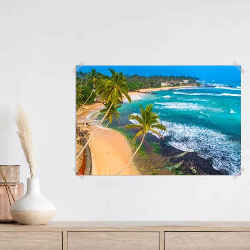 Poster türkisfarbene tropische küste mit palmen Poster türkisfarbene tropische küste mit palmen