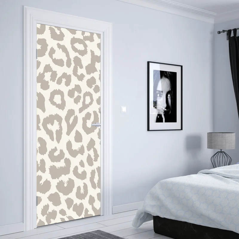 Türaufkleber neutrales beiges leopardenmuster