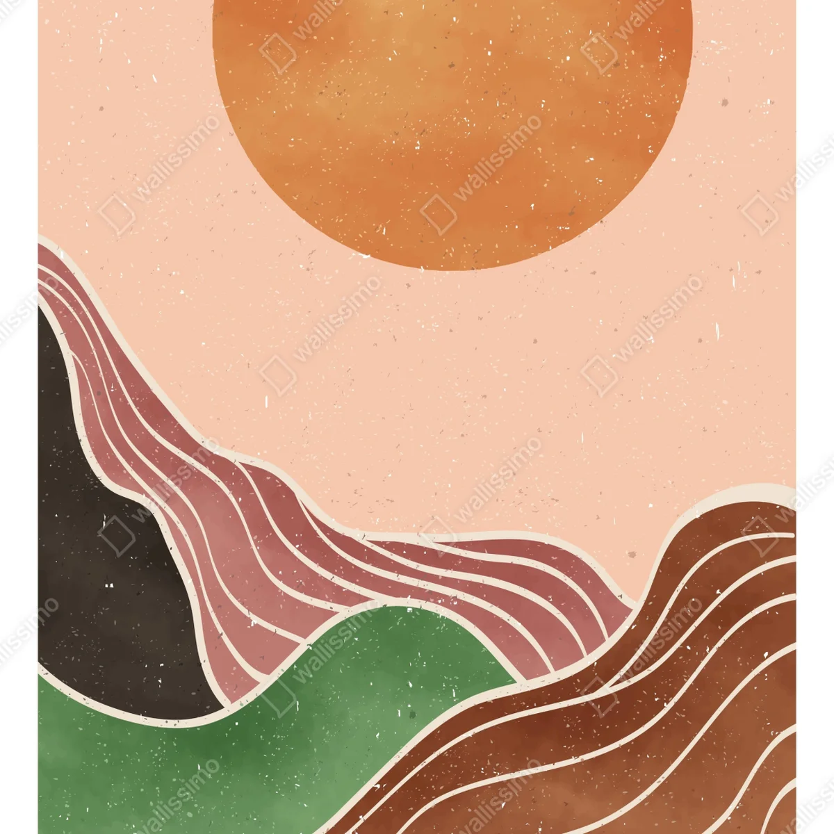 Poster sanfte sonne über abstrakten bergen • Poster bei Wallnifity® Poster sanfte sonne über abstrakten bergen • Poster bei Wallnifity®