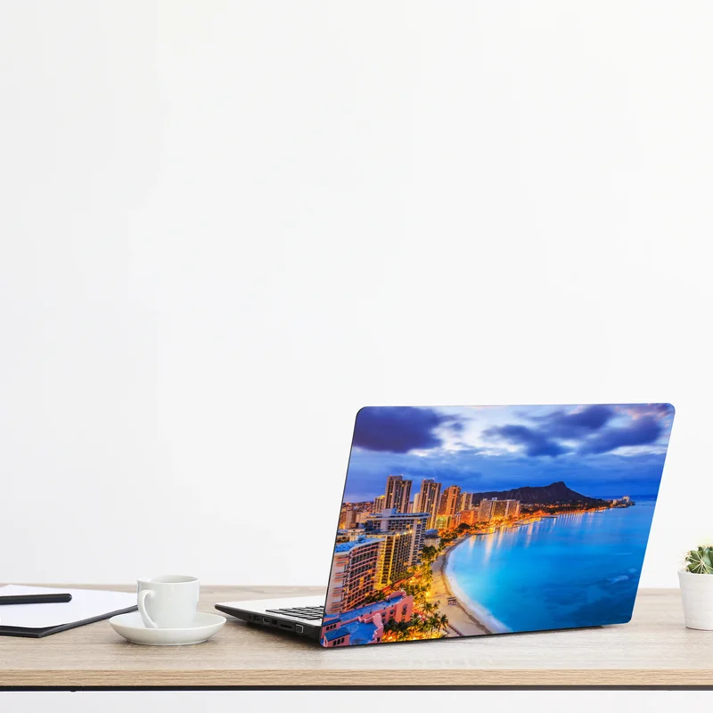 Laptop-Aufkleber Honolulu skyline bei dämmerung