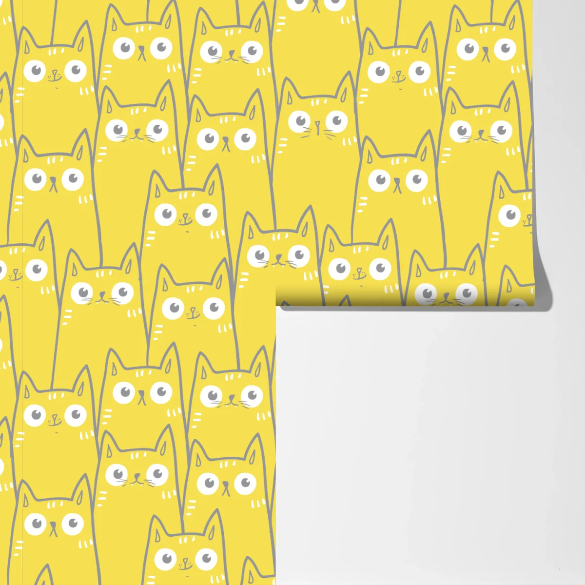Fototapeta wesoły żółty wzór z kotami Fototapeta wesoły żółty wzór z kotami