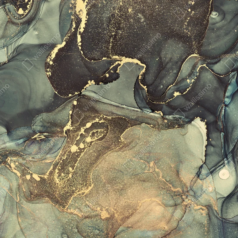 Fensteraufkleber türkis und gold fließende abstraktion Fensteraufkleber türkis und gold fließende abstraktion