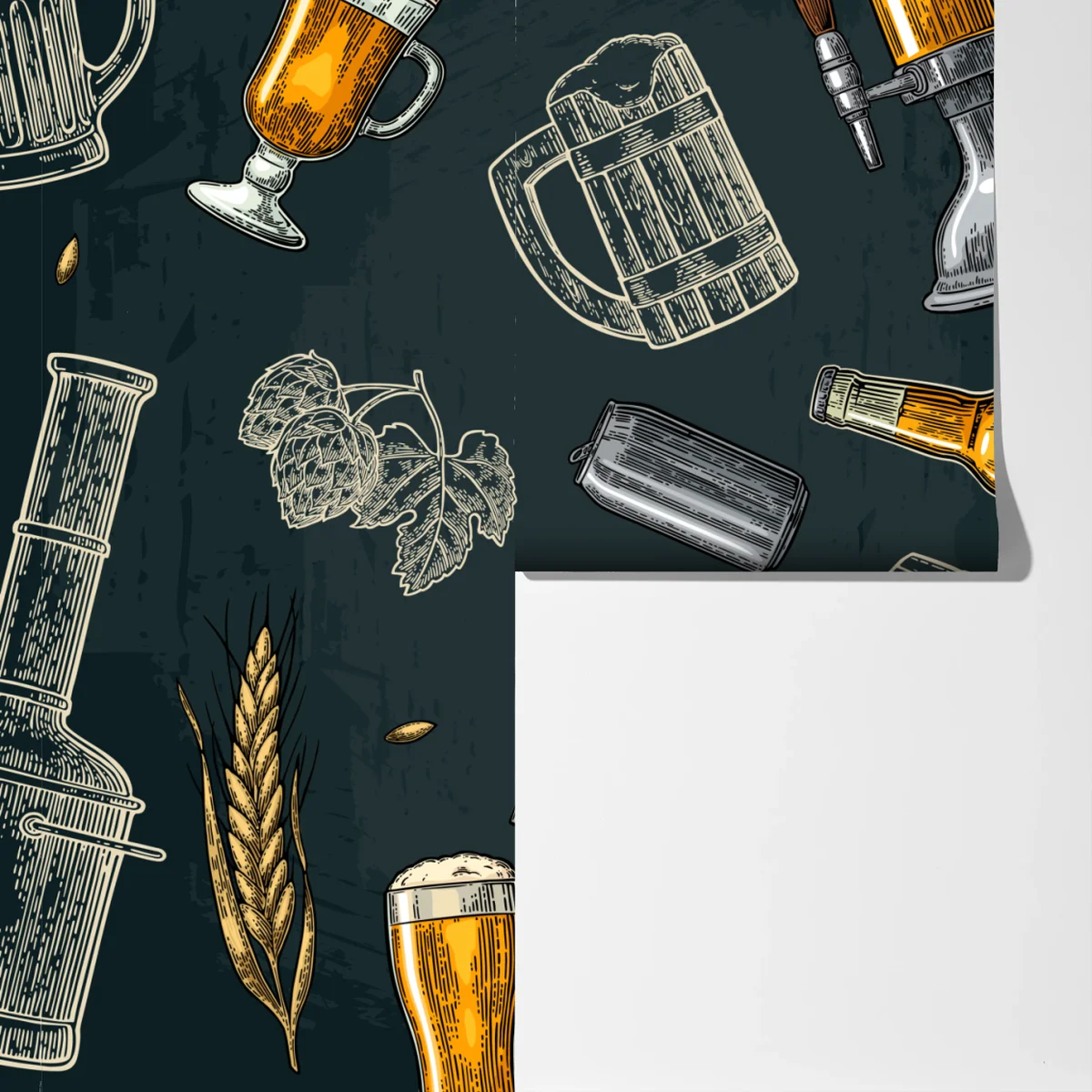 Fototapete vintage bier und brauerei muster Fototapete vintage bier und brauerei muster