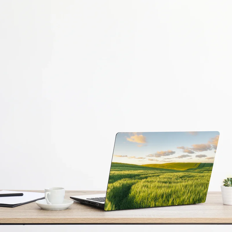 Laptop-Aufkleber ruhige grüne wiesen panorama