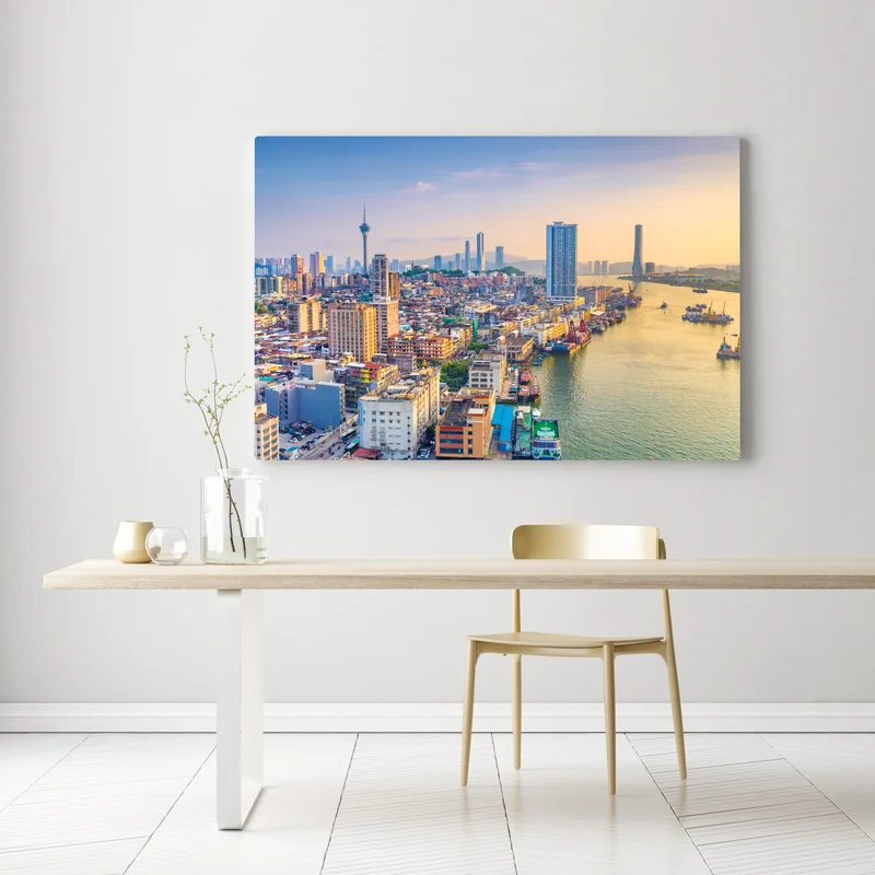 Leinwandbild Macau skyline bei sonnenuntergang Leinwandbild Macau skyline bei sonnenuntergang