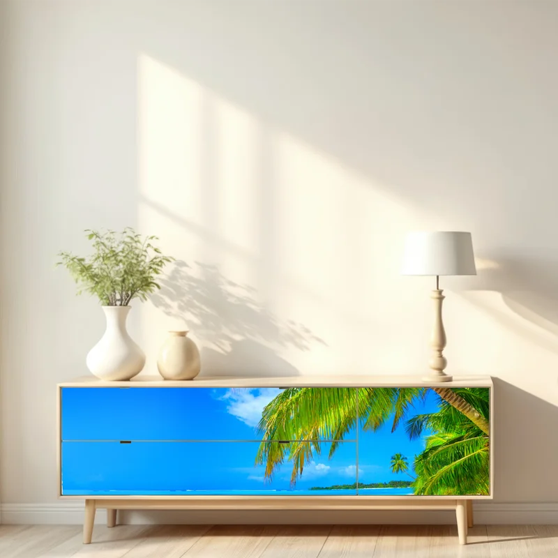 Repositionierbarer Aufkleber tropischer türkisstrand