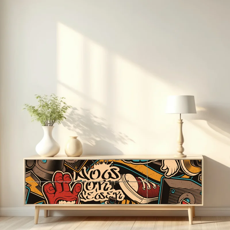 Repositionierbarer Aufkleber urbanes graffiti pop-art collage