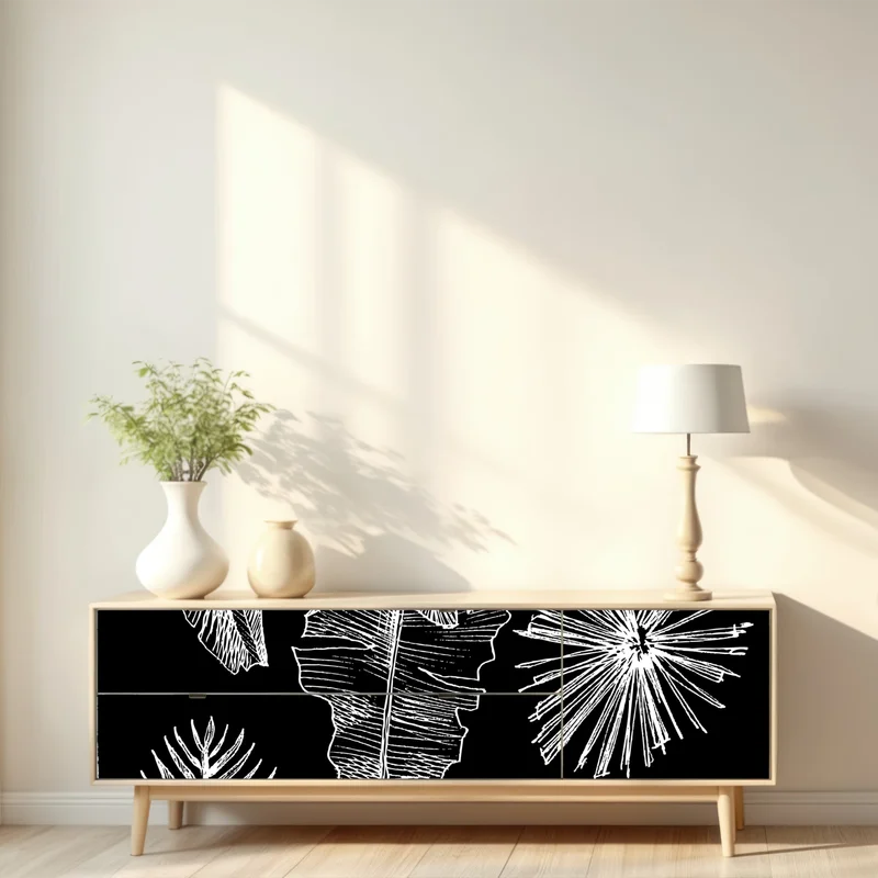 Repositionierbarer Aufkleber monochrome blattkomposition