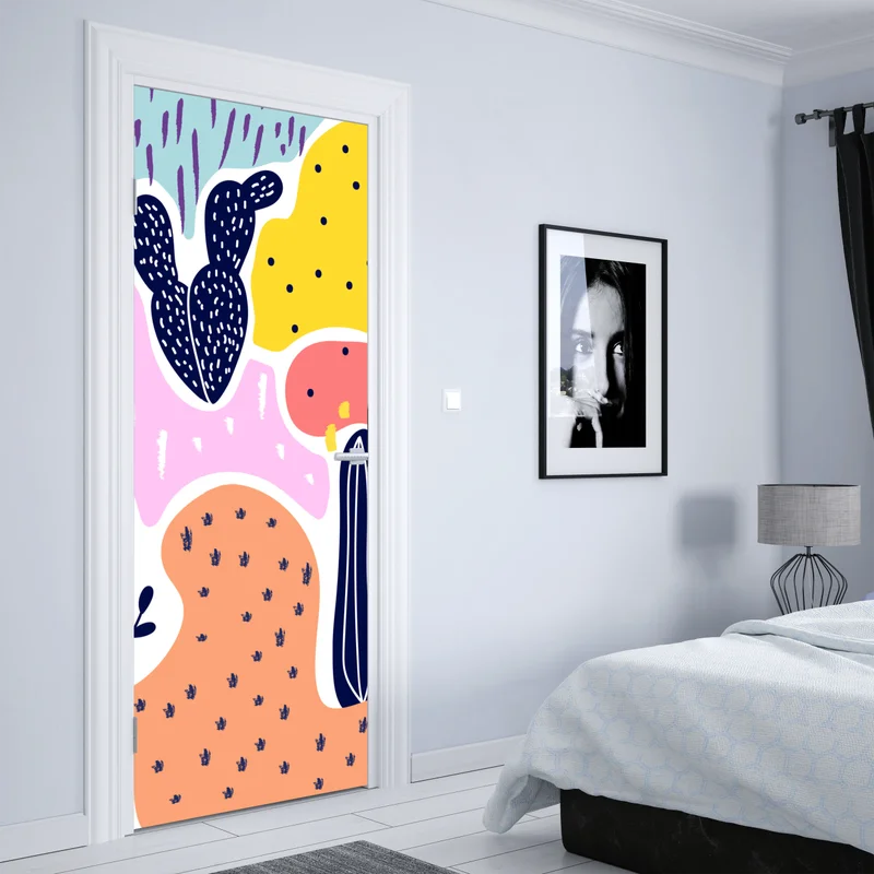 Türaufkleber verspieltes abstraktes botanikmuster