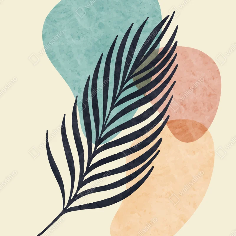 Poster abstraktes pastell palmblatt im boho-stil • Poster bei Wallnifity® Poster abstraktes pastell palmblatt im boho-stil • Poster bei Wallnifity®