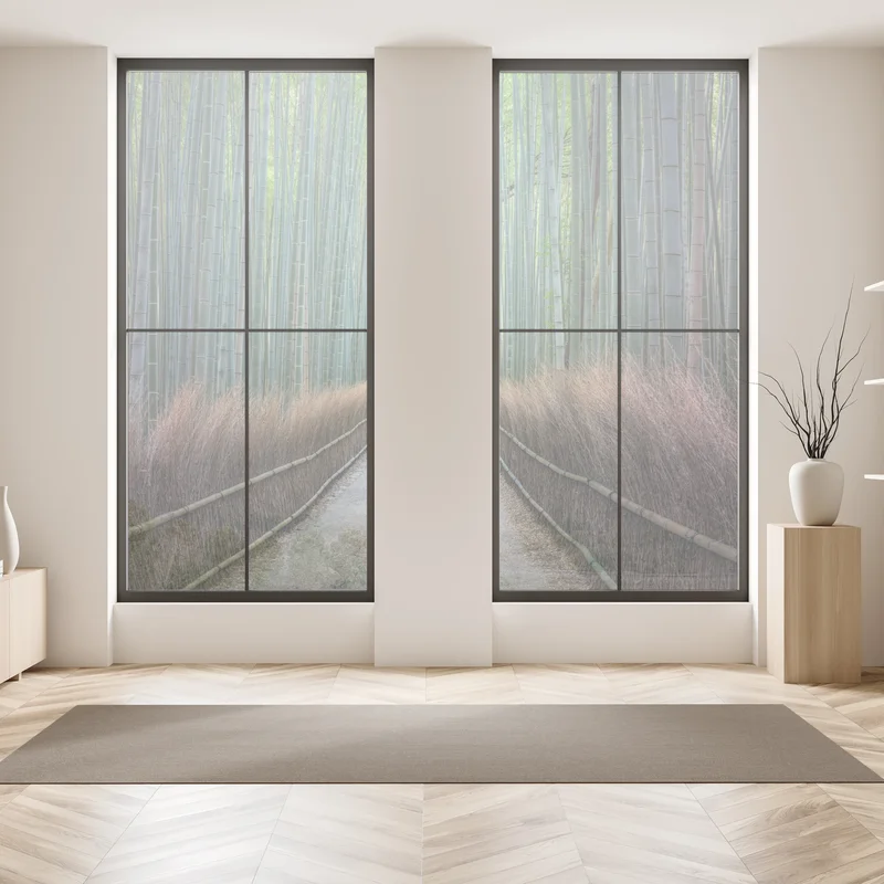 Fensteraufkleber ruhiger bambuswaldweg Fensteraufkleber ruhiger bambuswaldweg