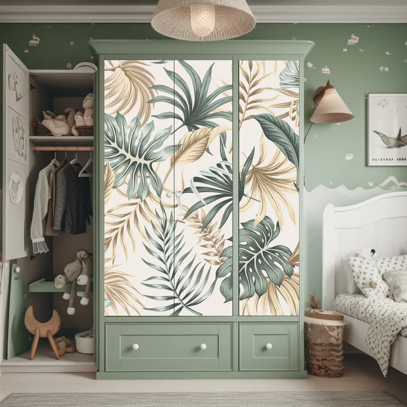 Schrankaufkleber tropisches botanisches blättermuster